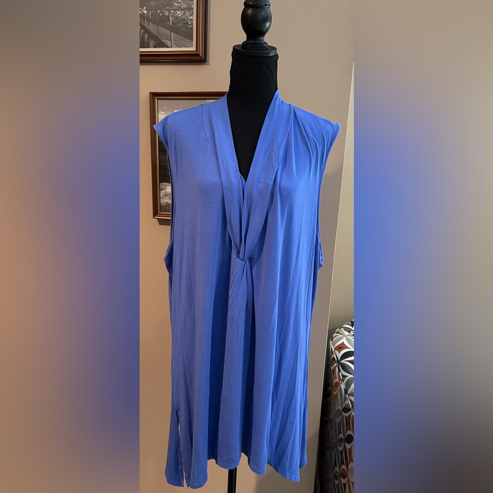 Soft Surroundings Cybele Tunic V-neck 
Tank in Blue - 3X